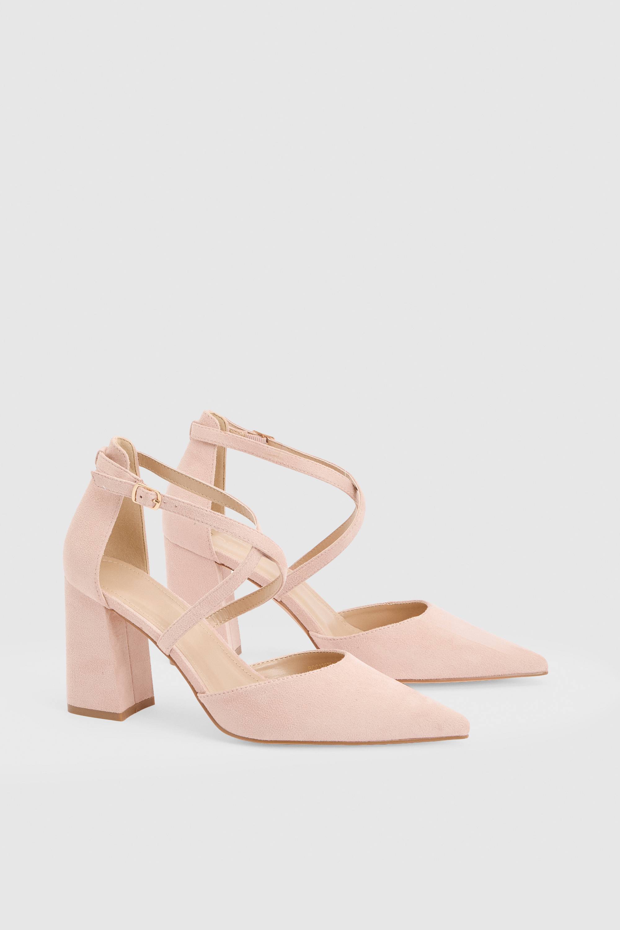 Coast Escarpins À Talon Bloc Pointu En Synthétique Avec Brides Croisées - Coupe Large Treat