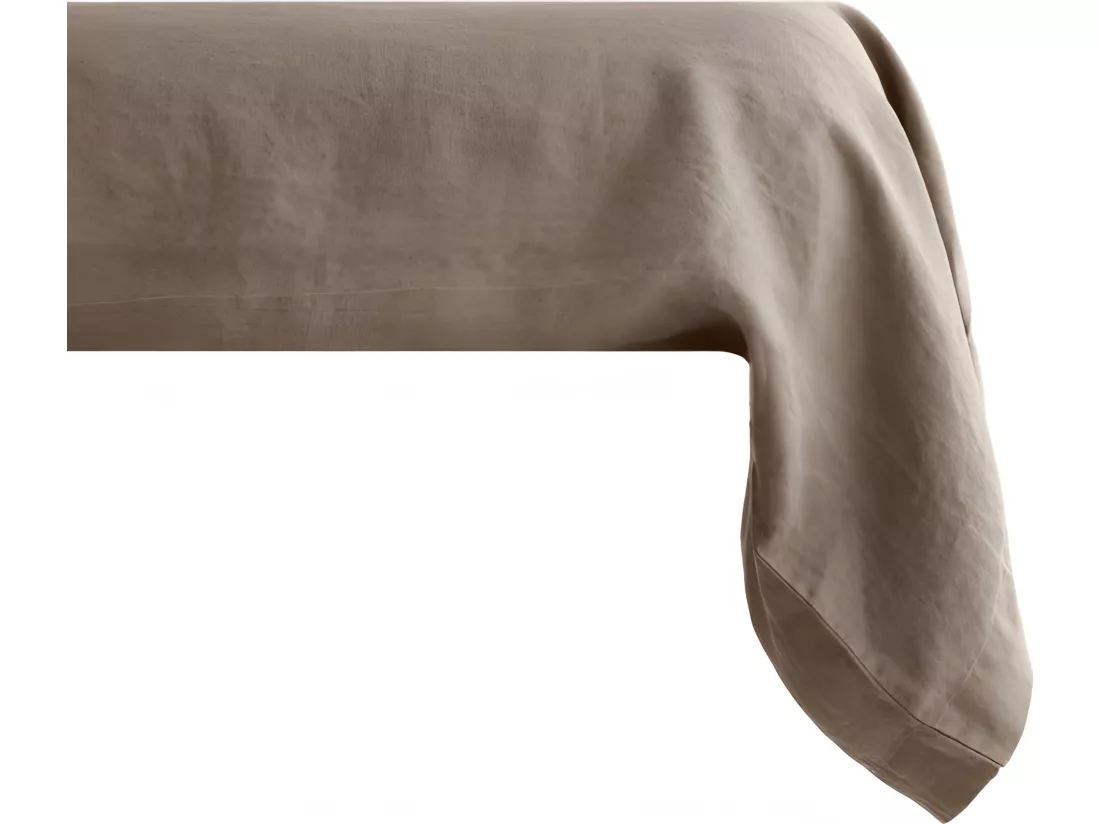 Taie de traversin Palace pur coton teint lavé, 63 fils/cm² Vent du sud - Palace Tabac - 43 x 195 cm