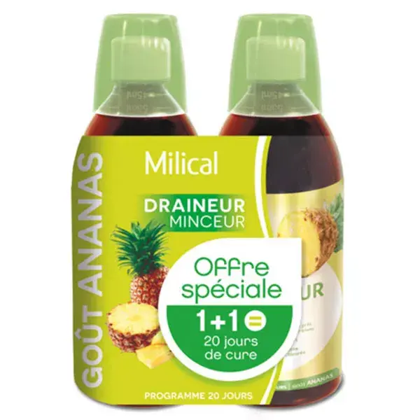 Milical Ultra Drenante Sabor Abacaxi - Pacote com 2 unidades de 500ml