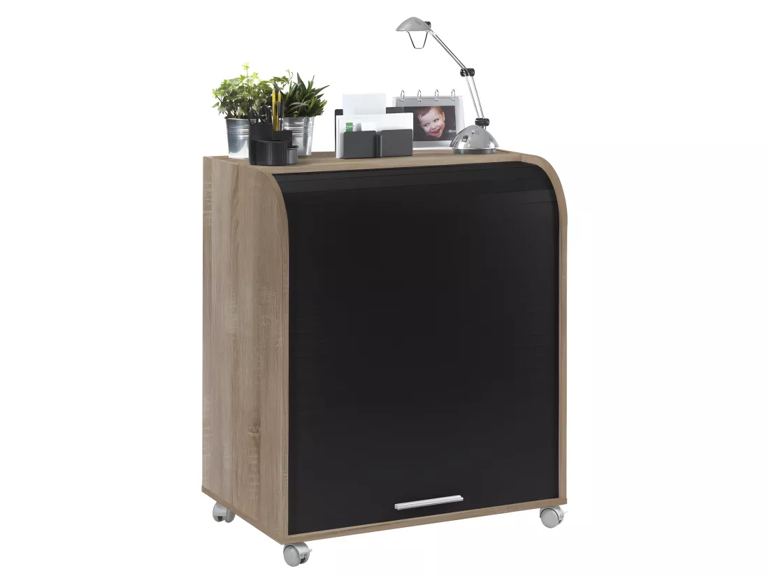Bureau Informatique Chêne 1 Rideau - Coloris: Noir