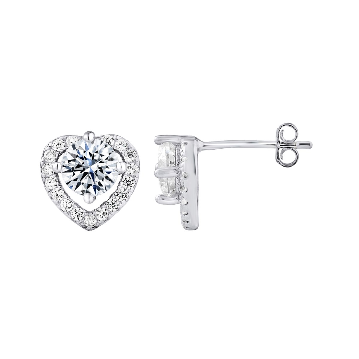 Boucles d'Oreilles COEUR - Oxyde de zirconium - Argent 925