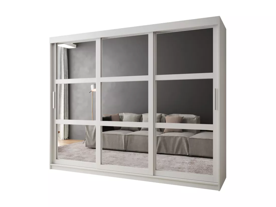 ARMOIRE MIROR À PORTES COULISSANTES 200/250/62 3 Portes (blanc)