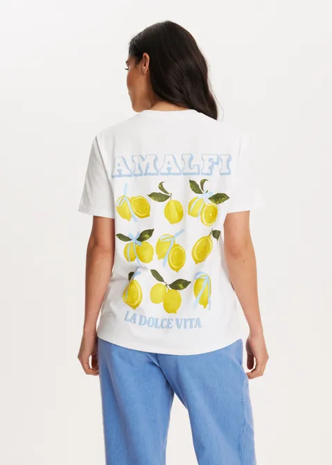 T-shirt met print citroenen wit (WIT)