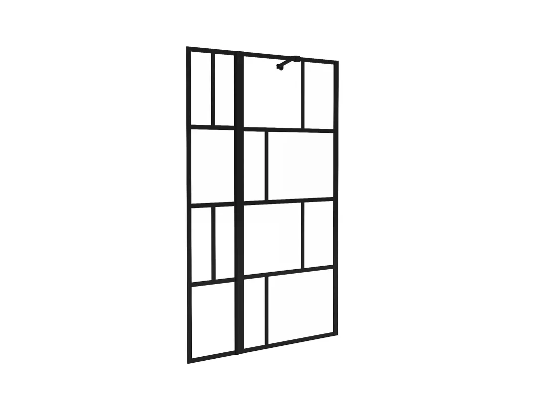 Pare baignoire noir mat au style industriel avec volet pivotant - 100 x 140 cm - OBELINI