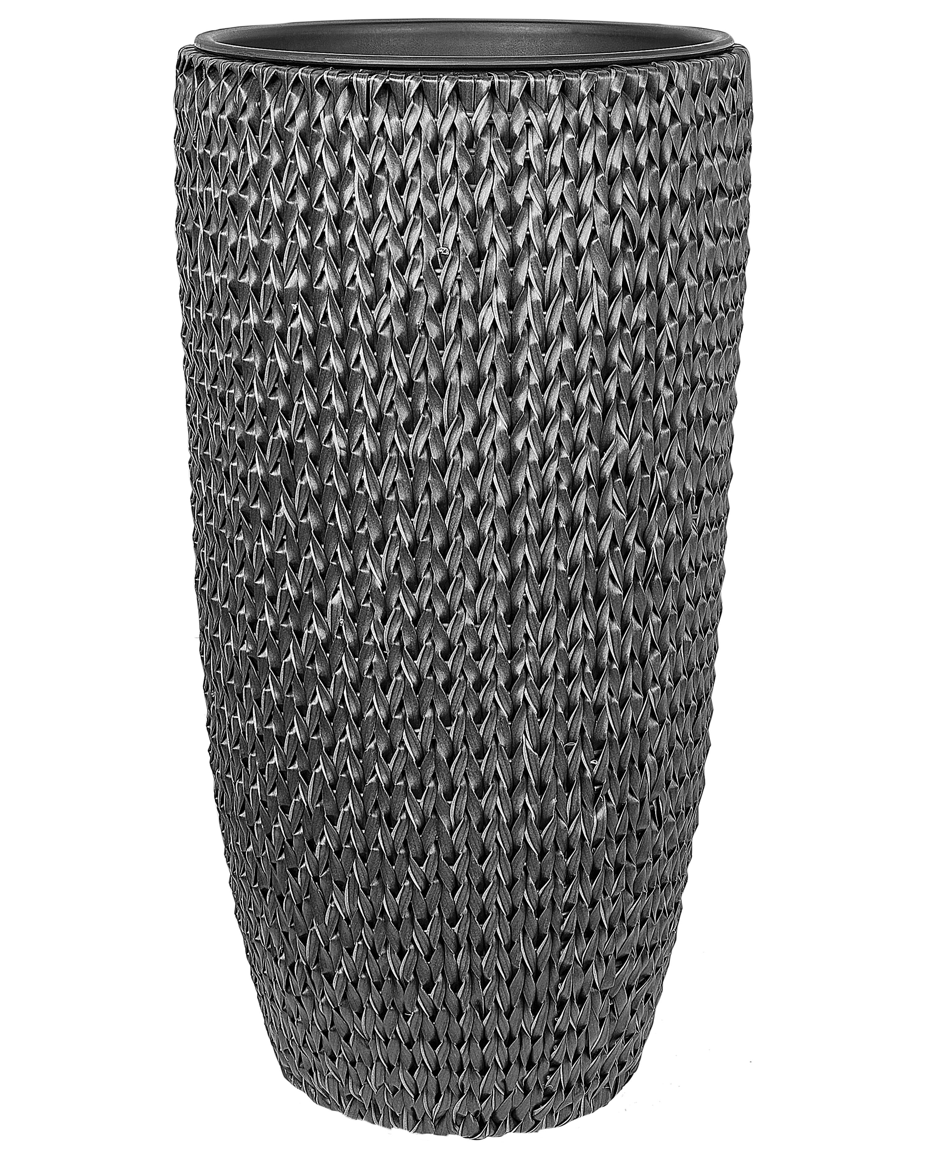 Set van 2 bloempotten CEDRUS PE rotan 37/45 cm Zwart