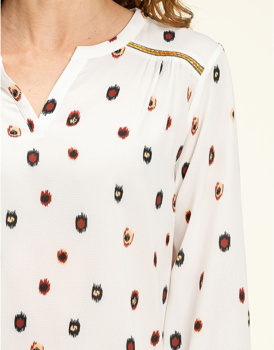 Blouse chic écrue marron