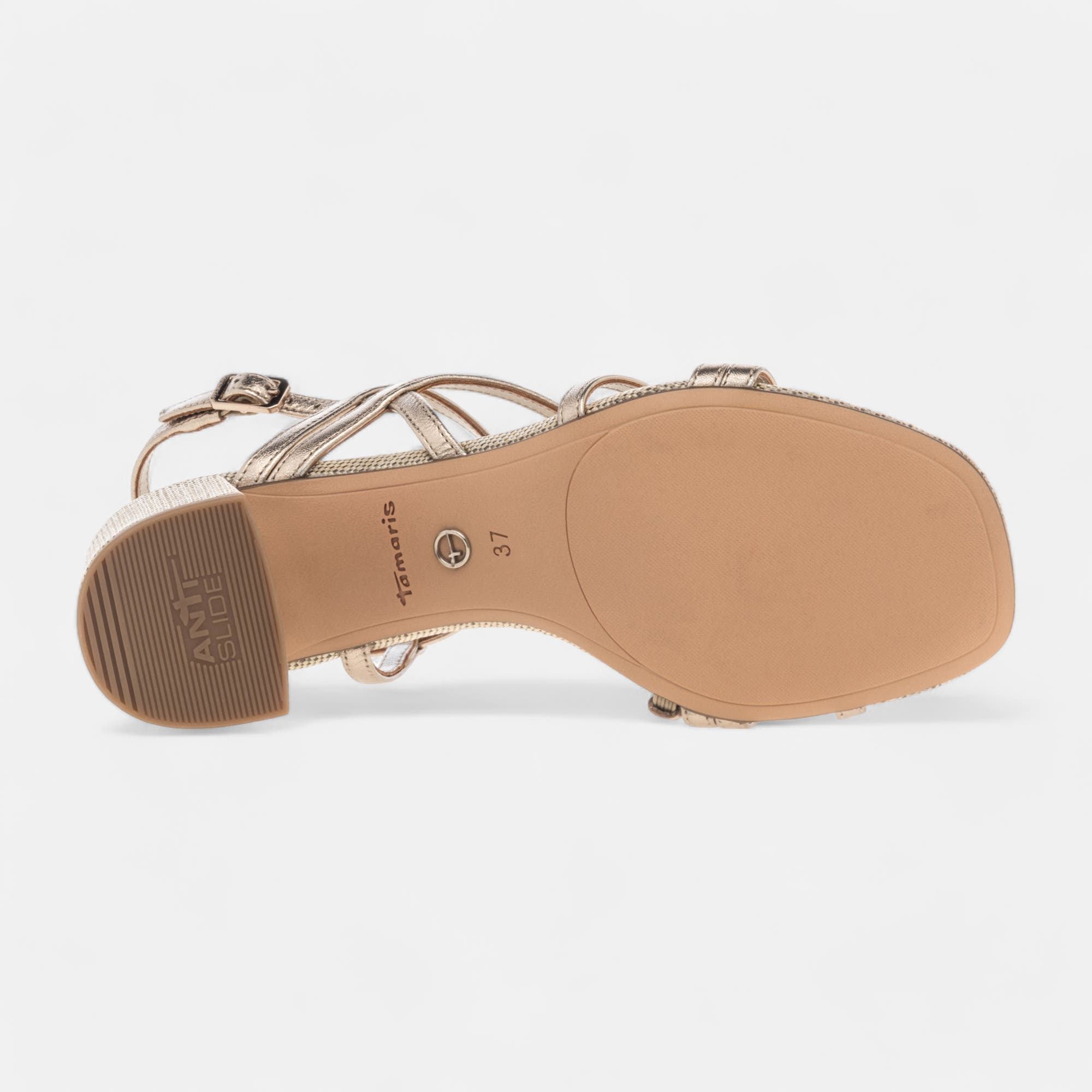 Nu-pieds à talon Femme en cuir bronze