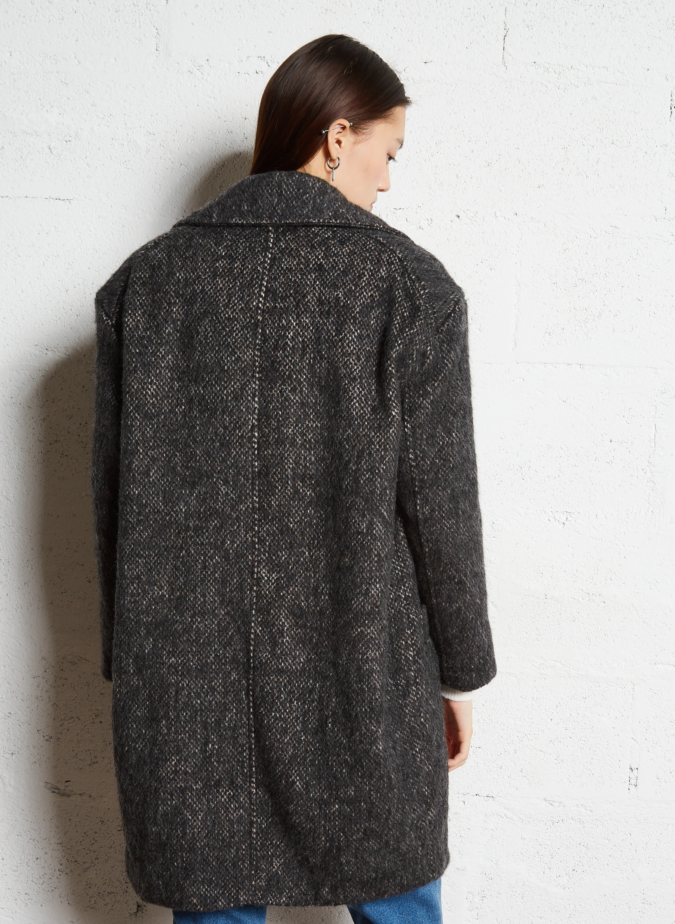 NAELIS - Manteau col tailleur| Gris