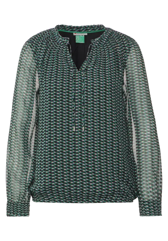 Print Chiffonbluse - Black