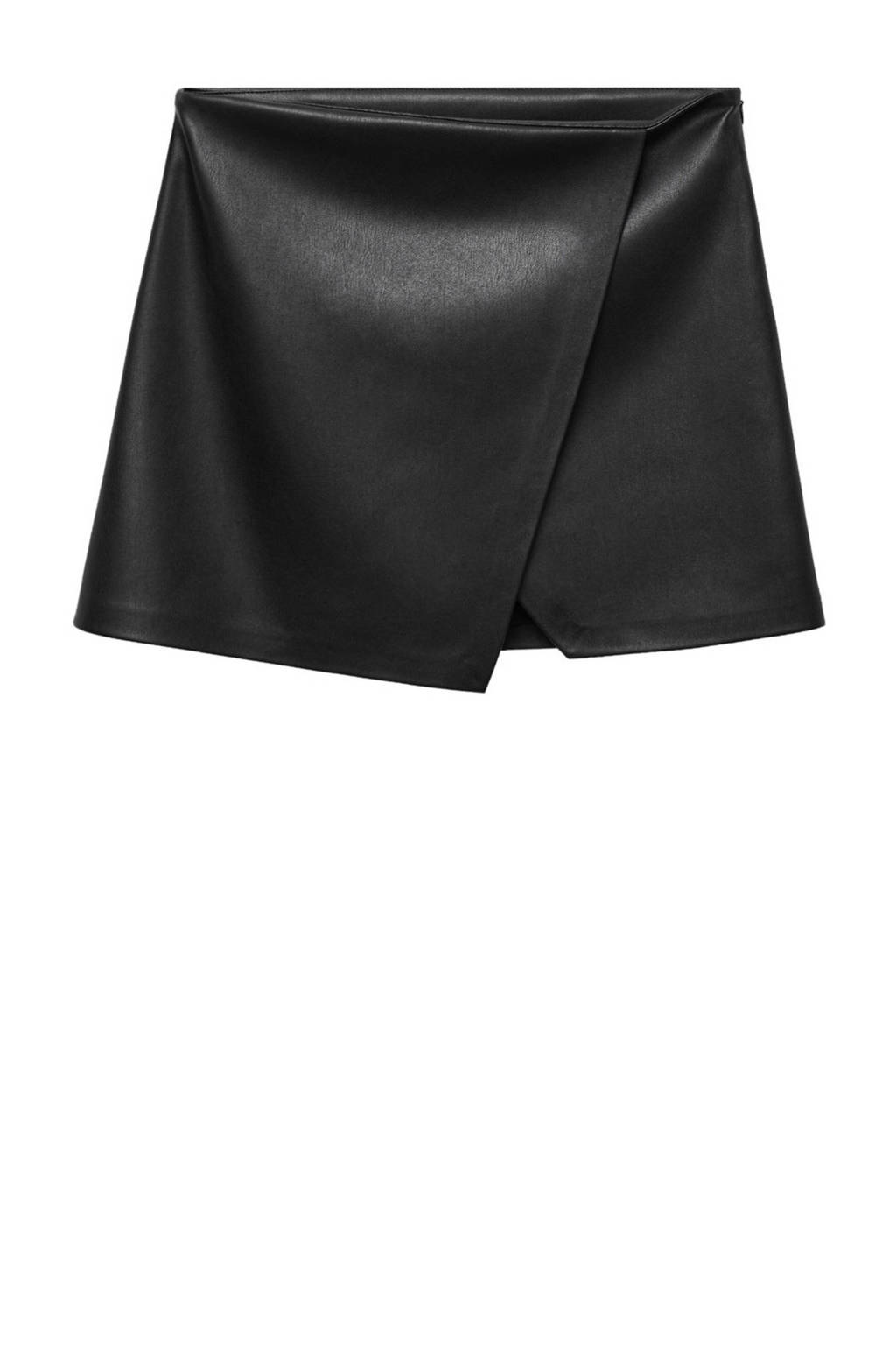 MANGO TEEN imitatieleren skort zwart