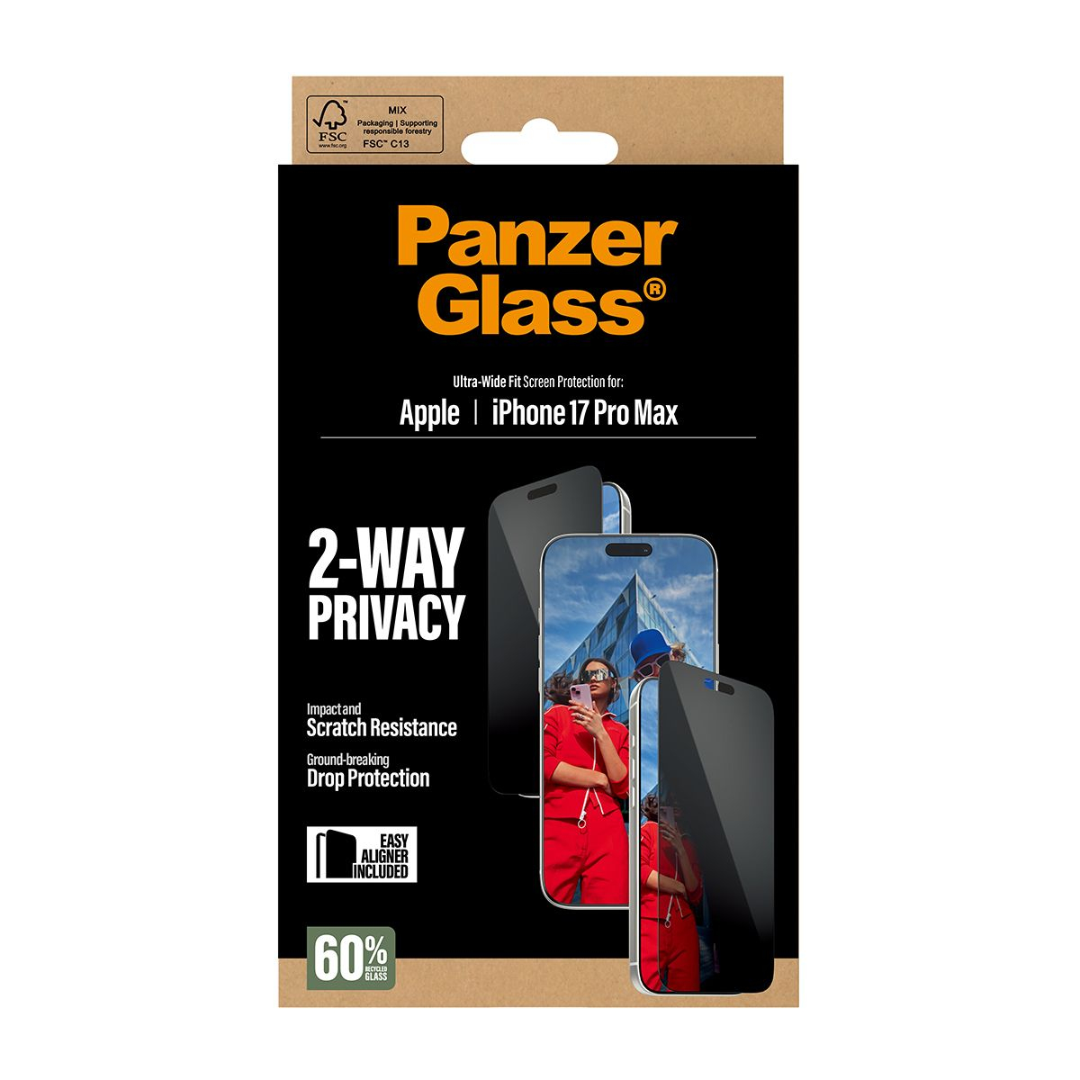 iPhone 17 Pro Max Ultra Wide Fit EasyAligner Privacy Panzer Glas (PG75492)
