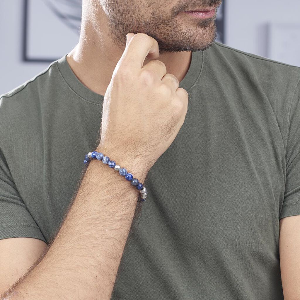 Bracelet Adonis Acier Blanc Pierre De Synthese