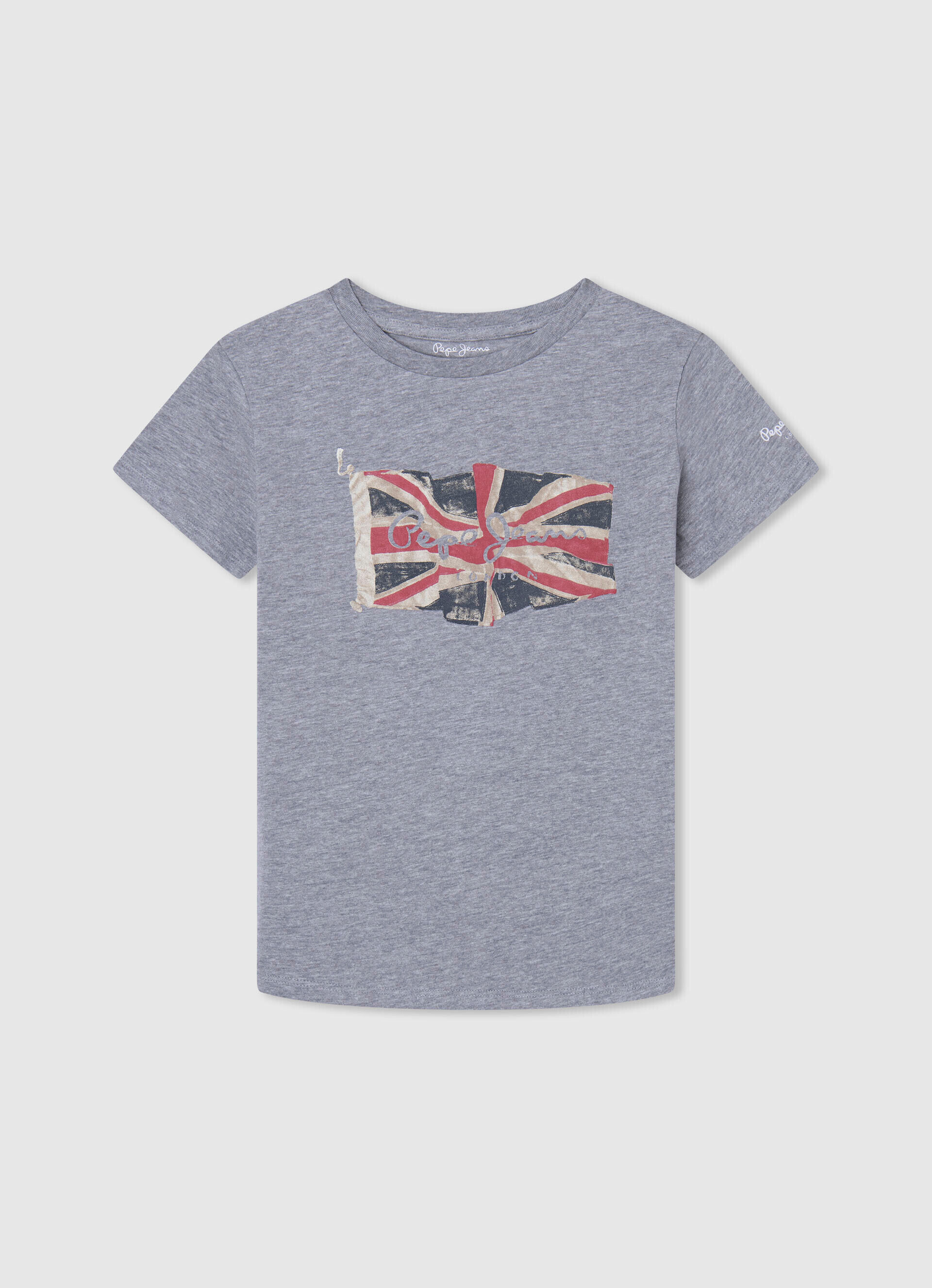 Camiseta de algodão com logo da bandeira - cinza mesclado