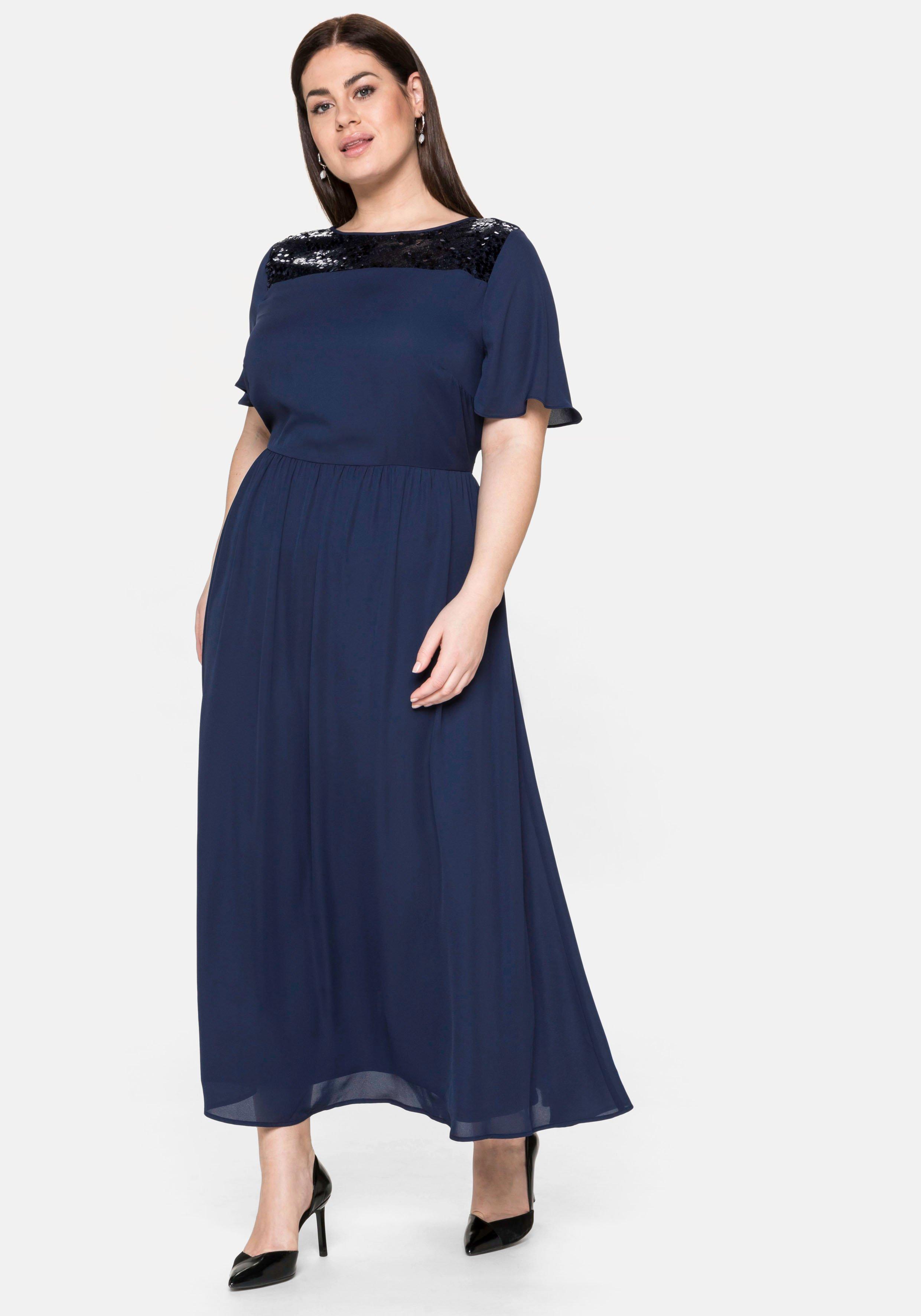Abendkleid aus Chiffon, mit Pailletten-Einsatz