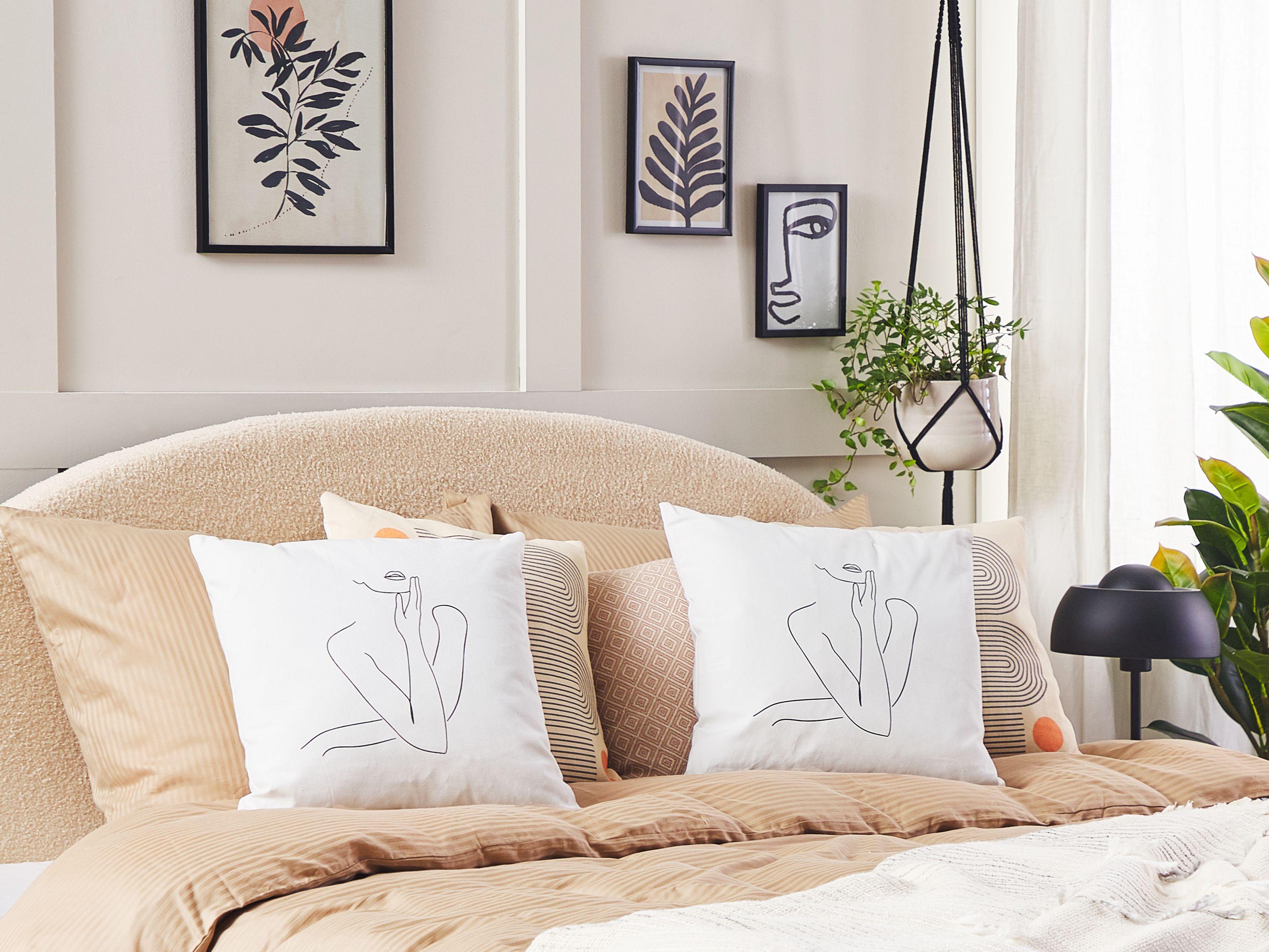 Set van 2 sierkussens MEADOWFOAM Katoen 45 x 45 cm Wit abstract patroon