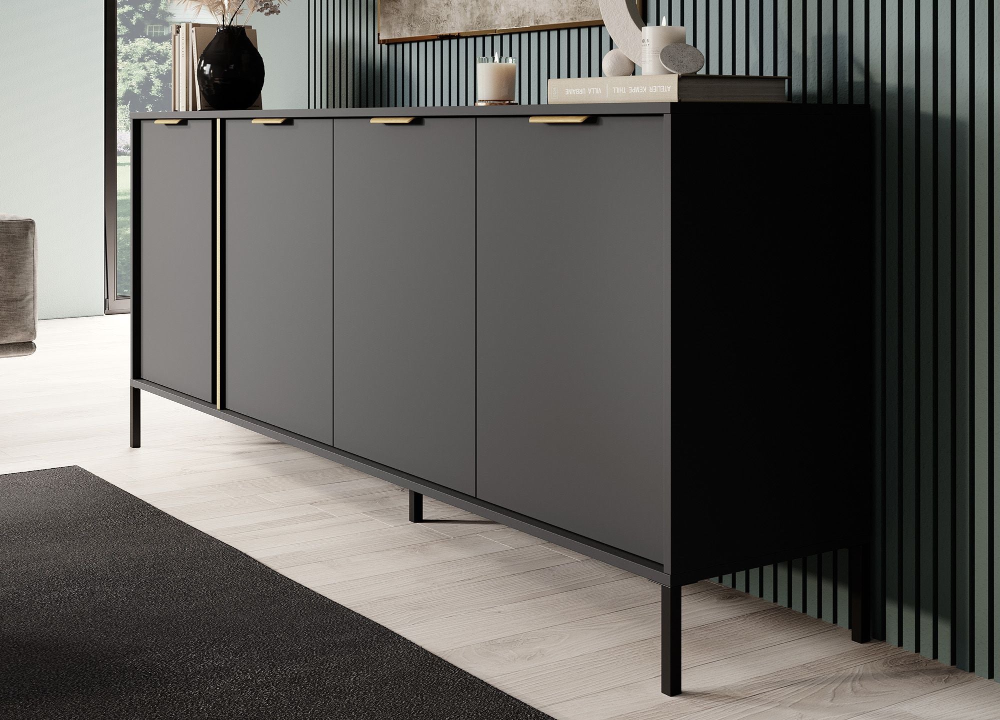 Loren - Dressoir - Antraciet - 203x40x81 cm