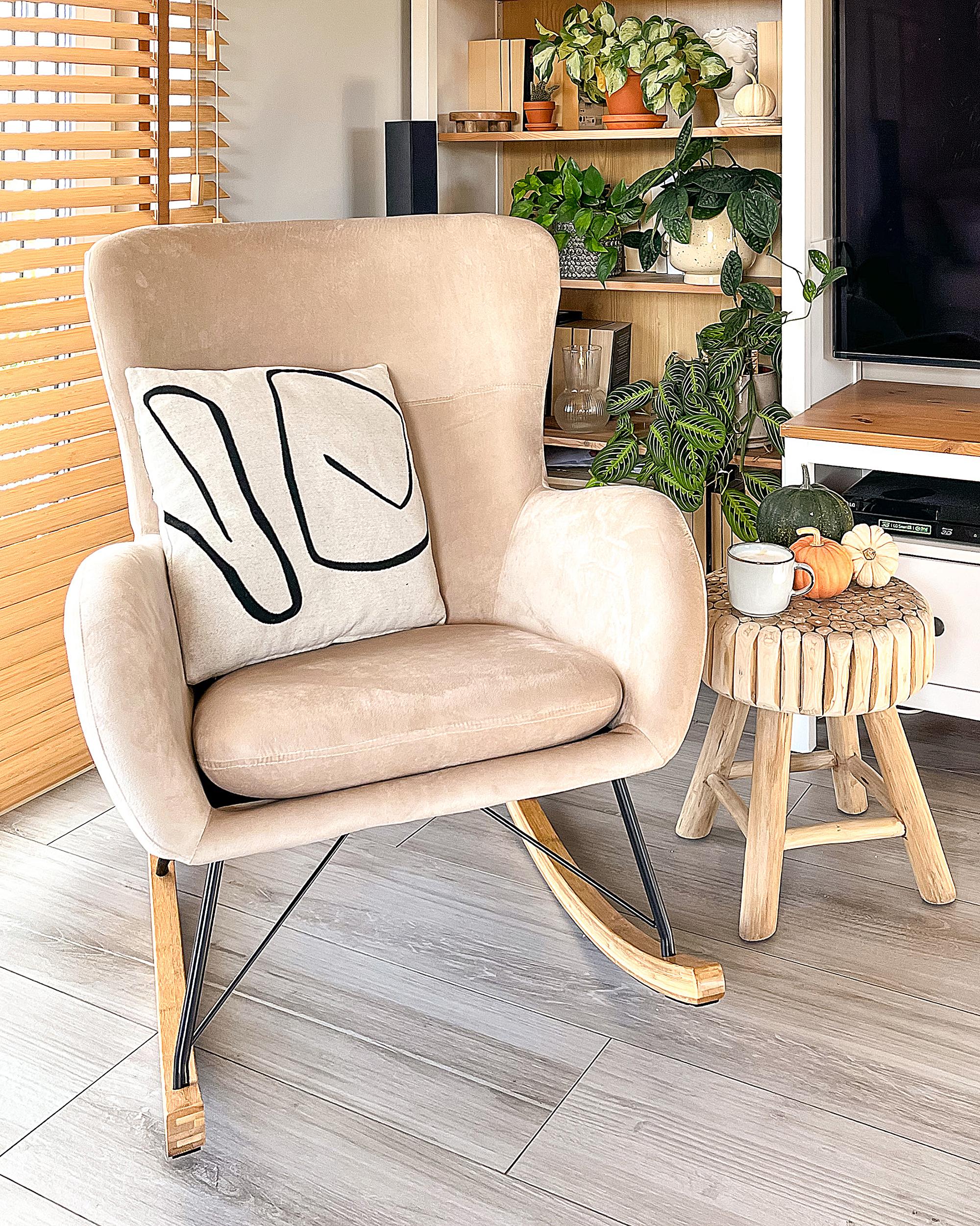 Schommelstoel ELLAN Fluweel Beige