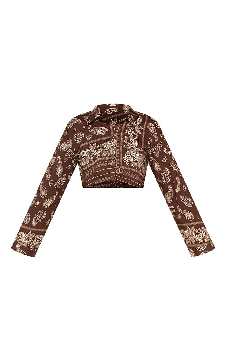 Marron Chemise Courte À Imprimé Multiple