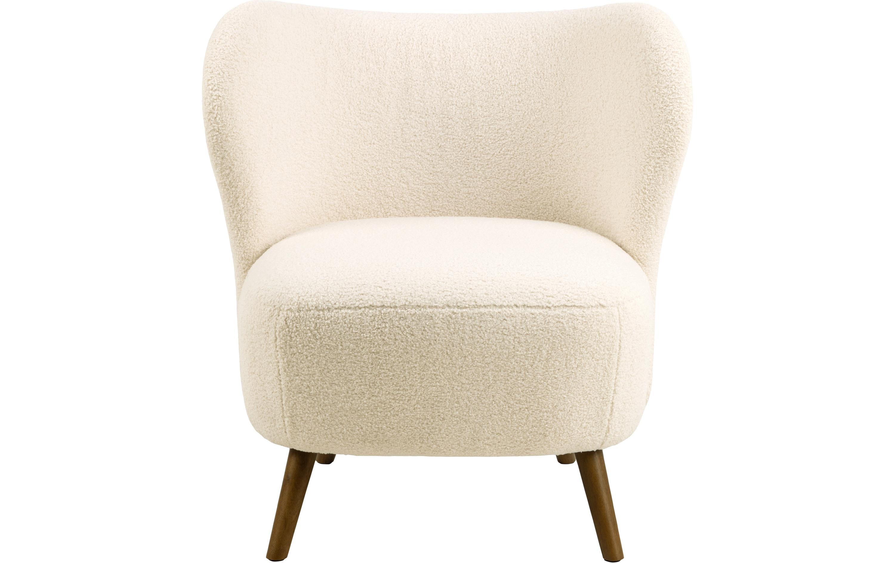 Sessel Crosby Holz/Textil, Cream<br>Geformter Loungesessel mit anmutigen Kurven