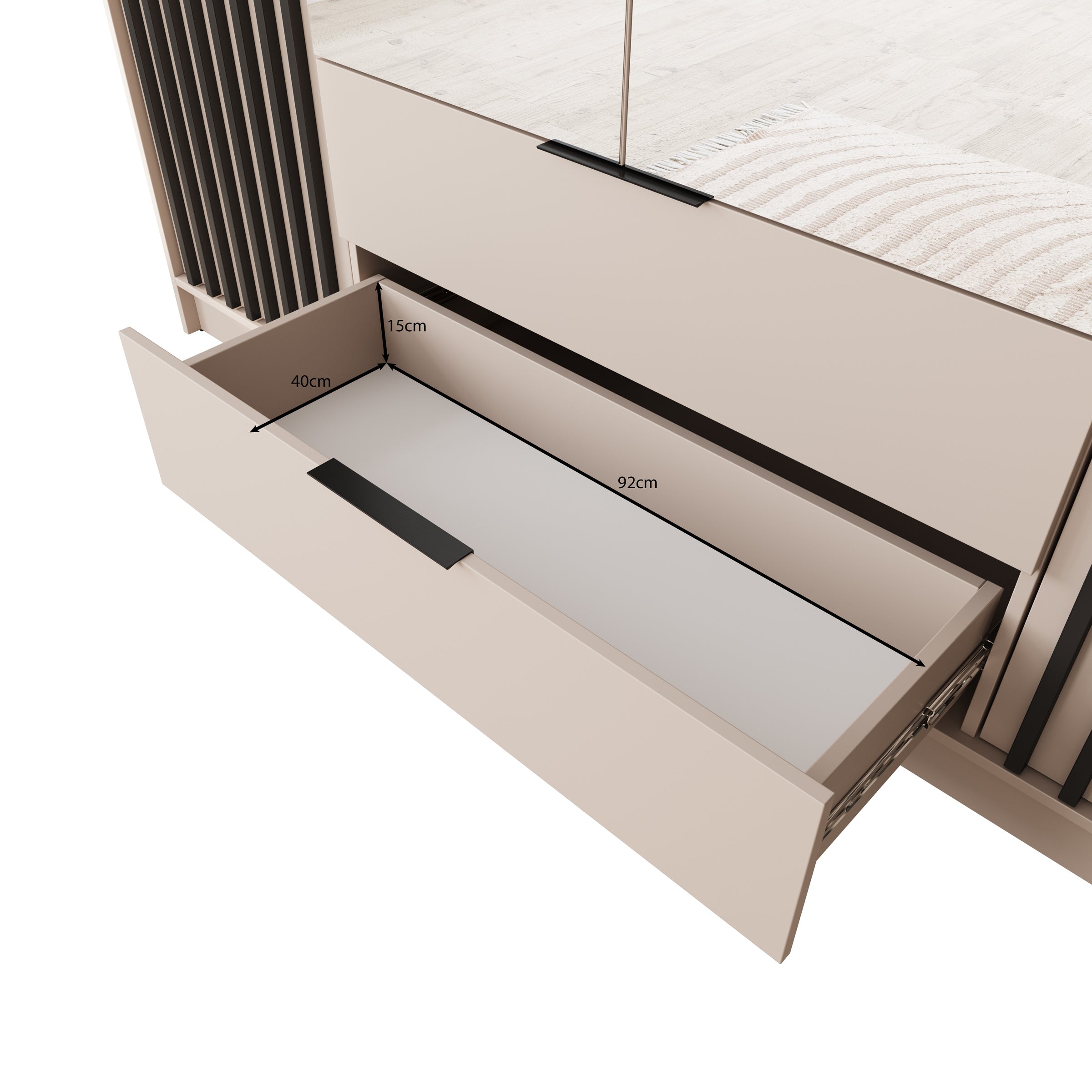 Nairobi - Kledingkast 4-deurs - Beige/zwart - 206x51x200 cm