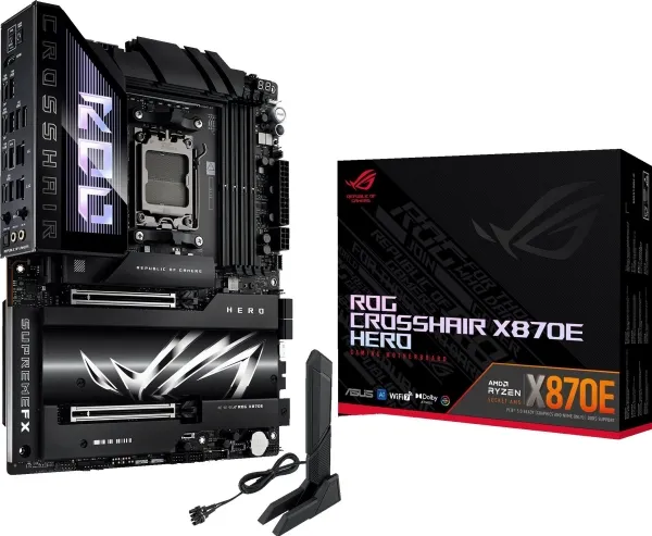 ASUS ROG CROSSHAIR X870E HERO - Bundkort - ATX - Socket AM5 - AMD X870E Chipset - USB4, USB-C 3.2 Gen2, USB 3.2 Gen 2 - Wi-Fi 7, 2.5 Gigabit LAN, 5 Gigabit Ethernet, Bluetooth - onboard grafik (CPU påkrævet) - HD Audio (8-kanaler)