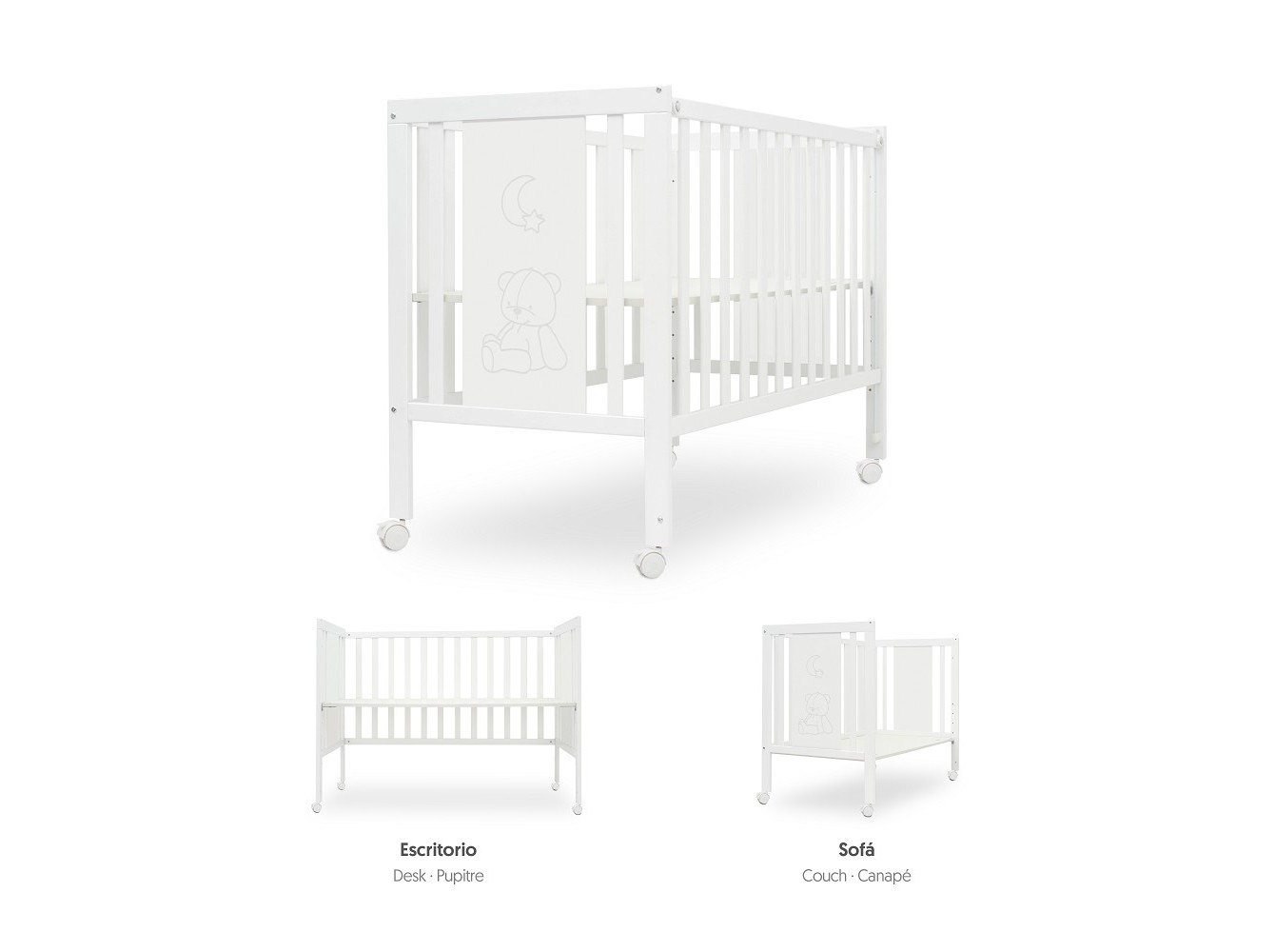 CAMA BRANCA INTERBABY TRANSFORMÁVEL 60X120CM