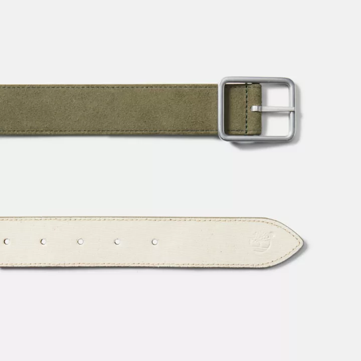 Ceinture réversible en toile et en cuir pour homme en beige