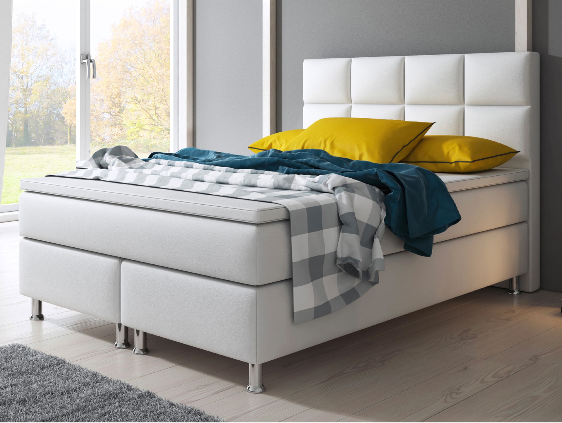 Boxspringbett MIAMI 140 x 200 cm weiß