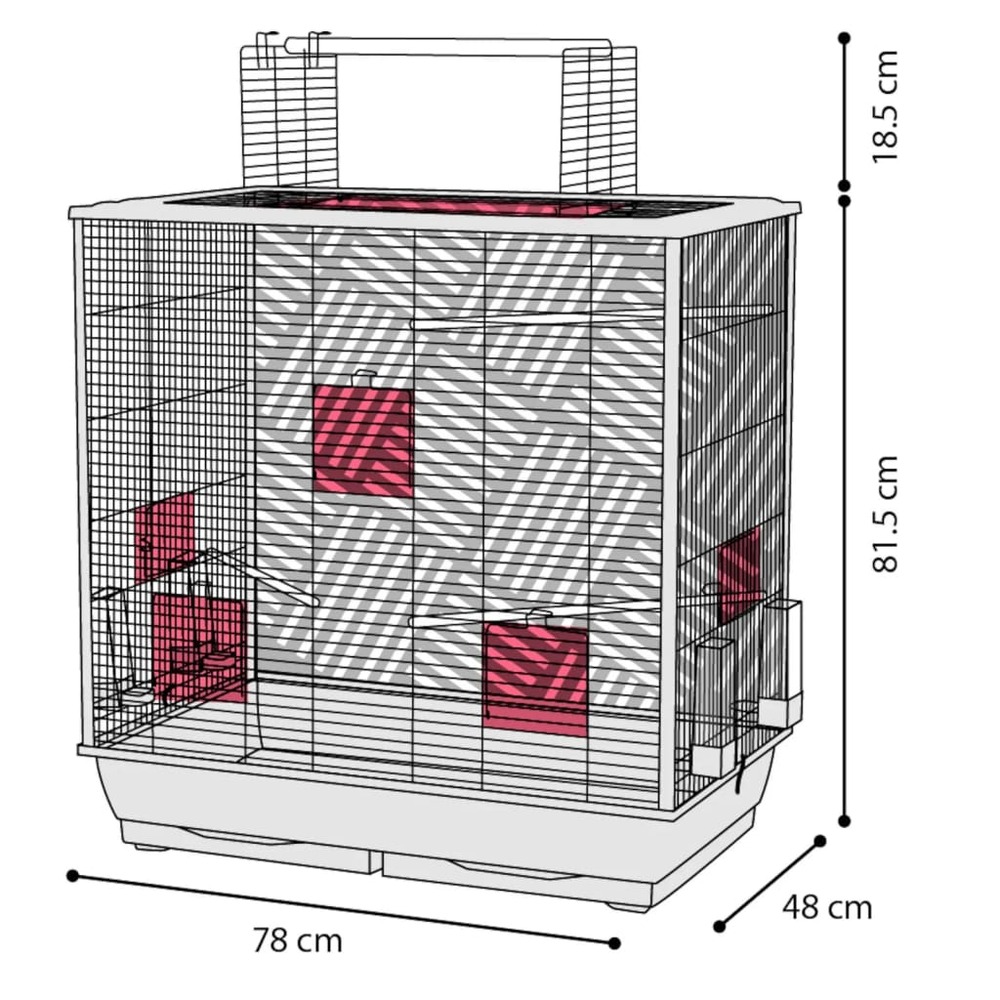 Cage à perruches siri 78x48x81,5-100 cm cuivre