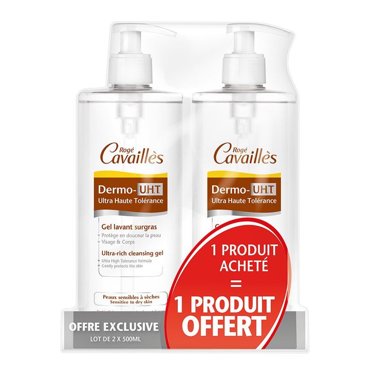 Gel Lavant Surgras 2x500ml Dermo-Uht Peaux Sensibles A Seches roge-cavailles