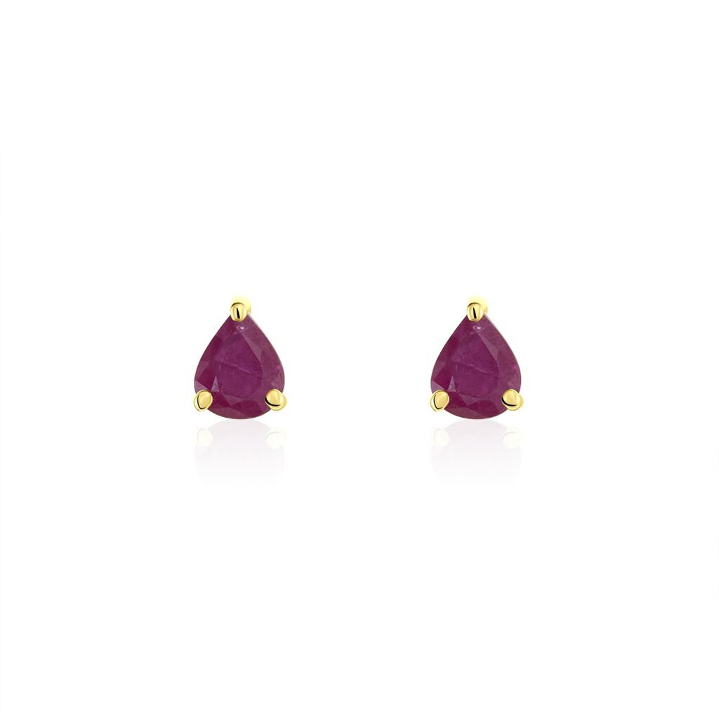 Boucles D'oreilles Puces Or Jaune Isador Rubis