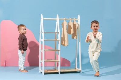 Duck Woodworks Knaggrekke med Hyller, Hvit