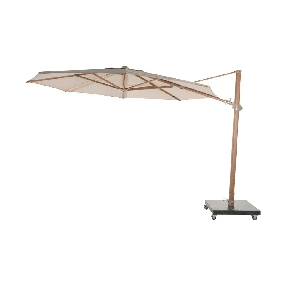 4-Seasons Siesta Premium - zweefparasol 350 cm. - Woodlook/Sand
