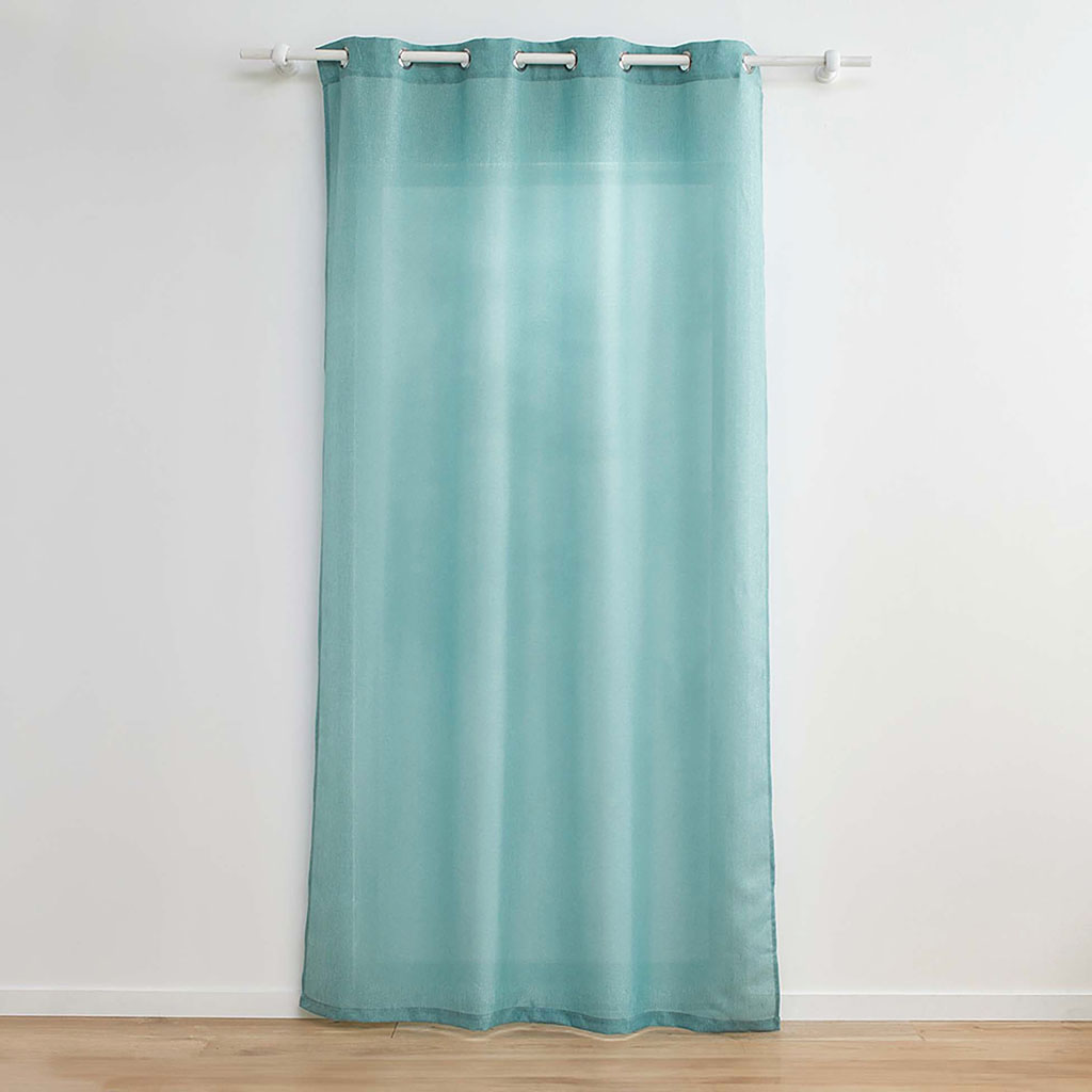 Rideau à œillets ZELINE sauge polyester et fil métallisé 140x260cm