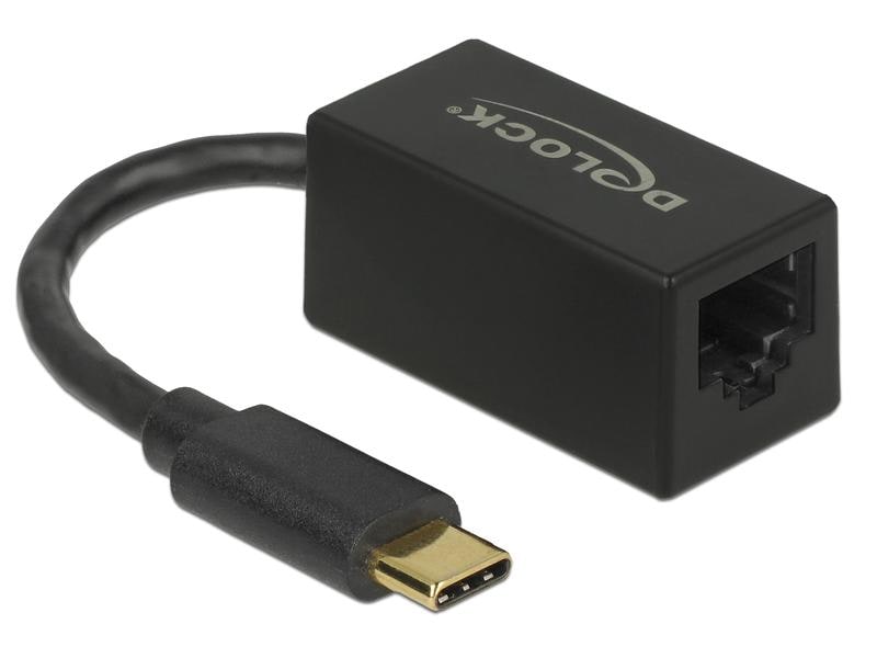 Delock Netzwerk-Adapter 1 Gbps USB Typ-C Delock Adapter SuperSpeed USB (USB 3.2 Gen 1) mit USB Type-C Stecker > Gigabit LAN 10/100/1000 Mbps kompakt schwarz