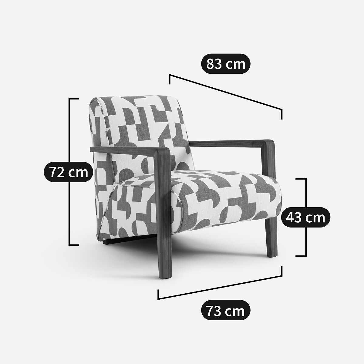 AM.PM<br>Poltrona de nogueira maciça, tecido jacquard, Sanami