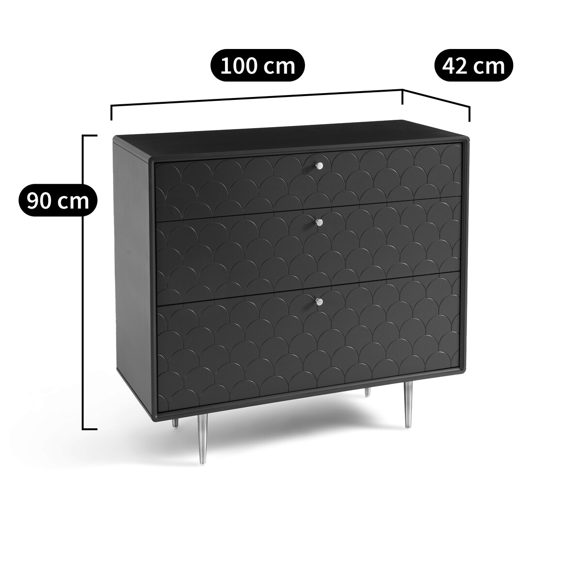 LA REDOUTE INTERIEURS<br>Cômoda 3 gavetas, Luxore