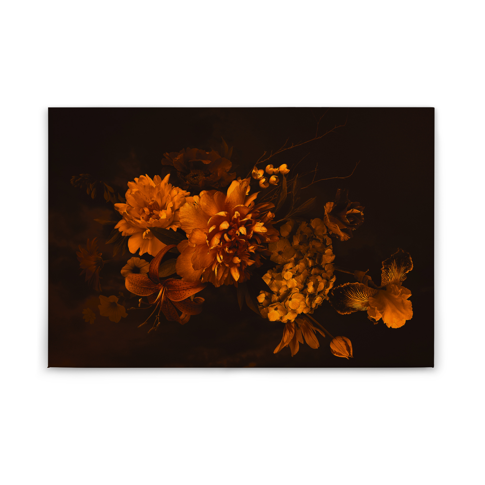 Leinwandbild BLUMEN - orange-schwarz - 90x60 cm