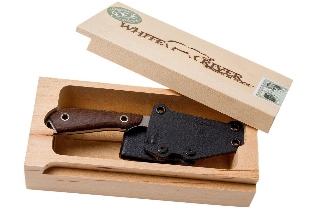White River Knives M1 Natural Burlap Micarta vaststaand mes, Kydex schede