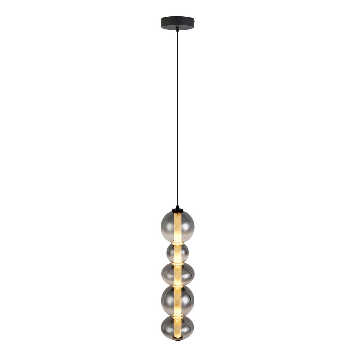 Art Deco hanglamp zwart met smoke en helder glas 5-lichts incl. LED - Lizzy