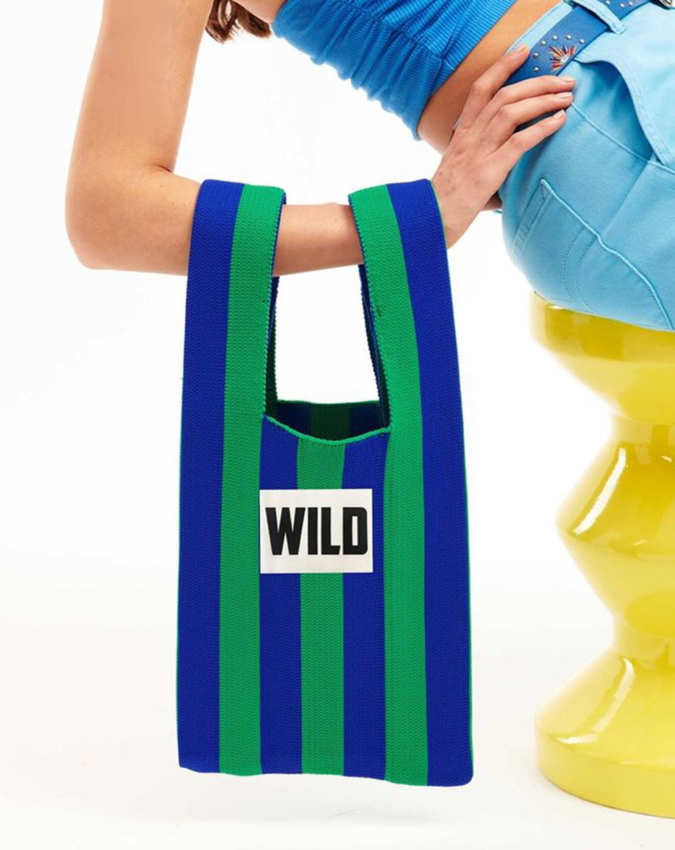 Wild Sac en maille Market bleu/vert - 30x25 cm