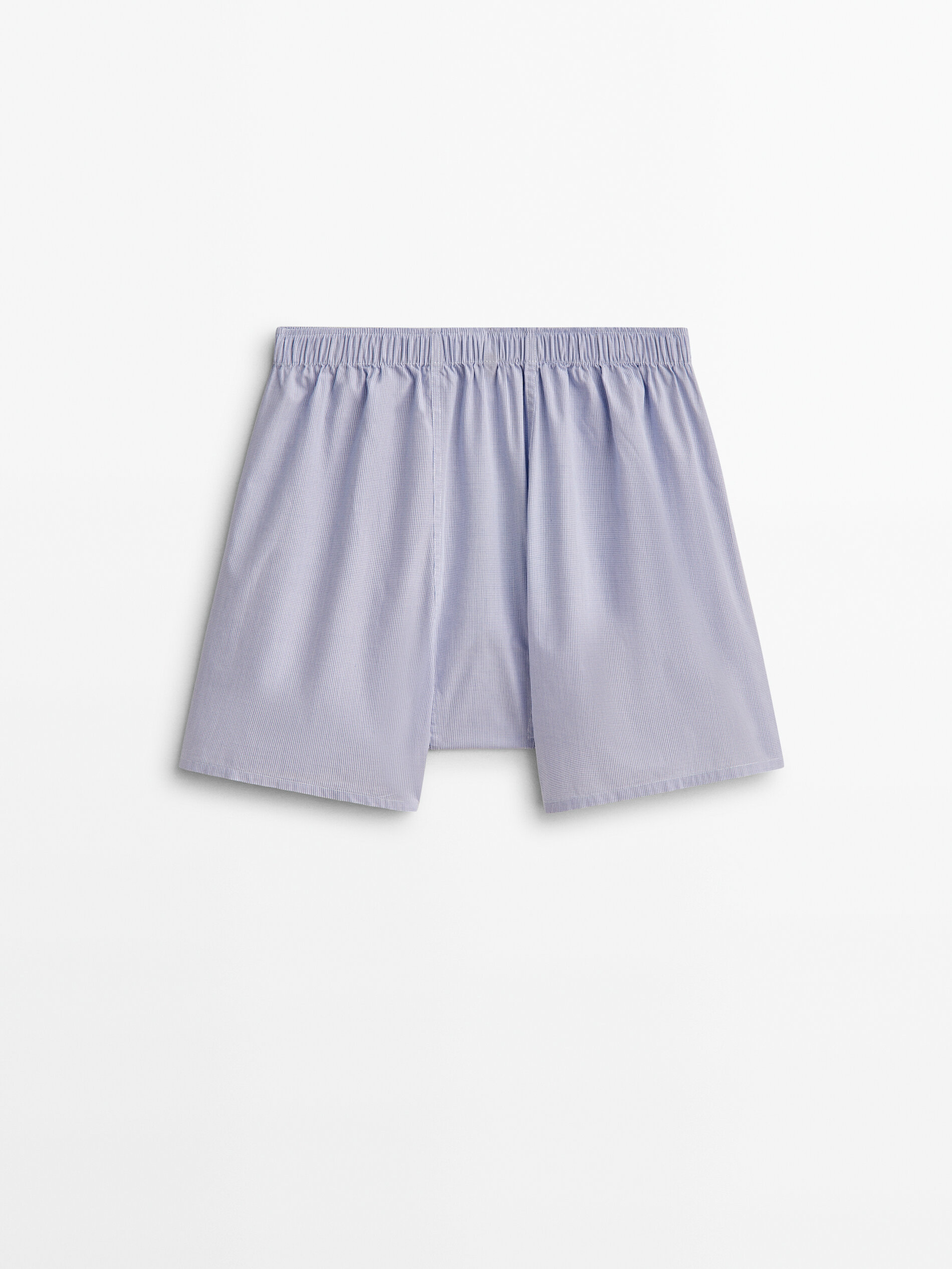 Cueca de popeline com estampa xadrez micro - AZUL