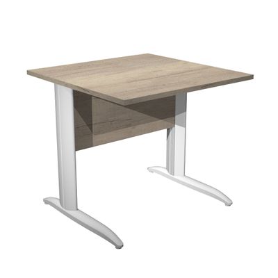 Bureau droit Trend - L80 - Pieds métal en L - plateau imitation chêne canadien - pied métal blanc
