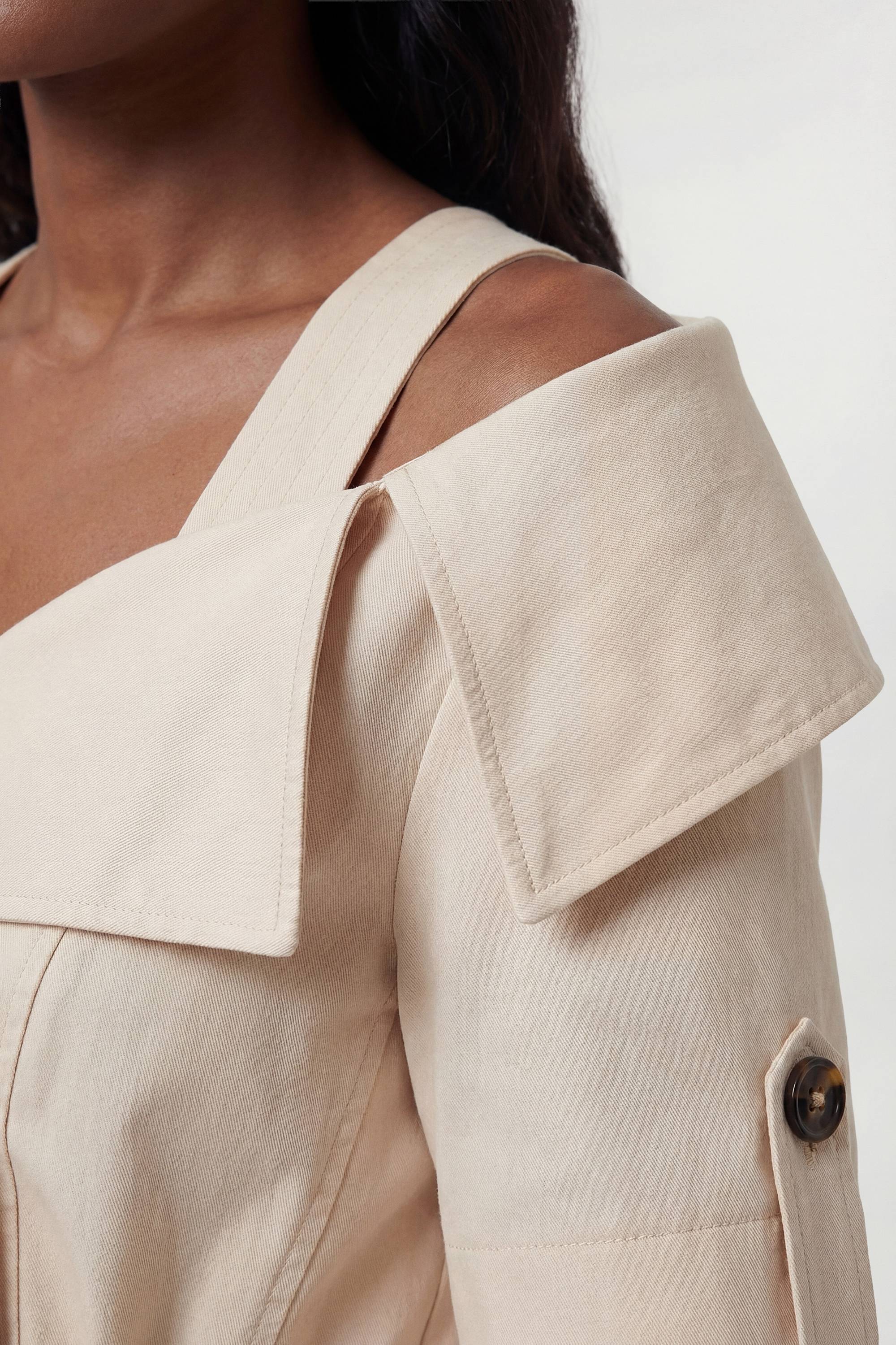 KarenMillen Robe Midi Ajustée En Coton Façon Trench Avec Ceinture Et Jupe Ample