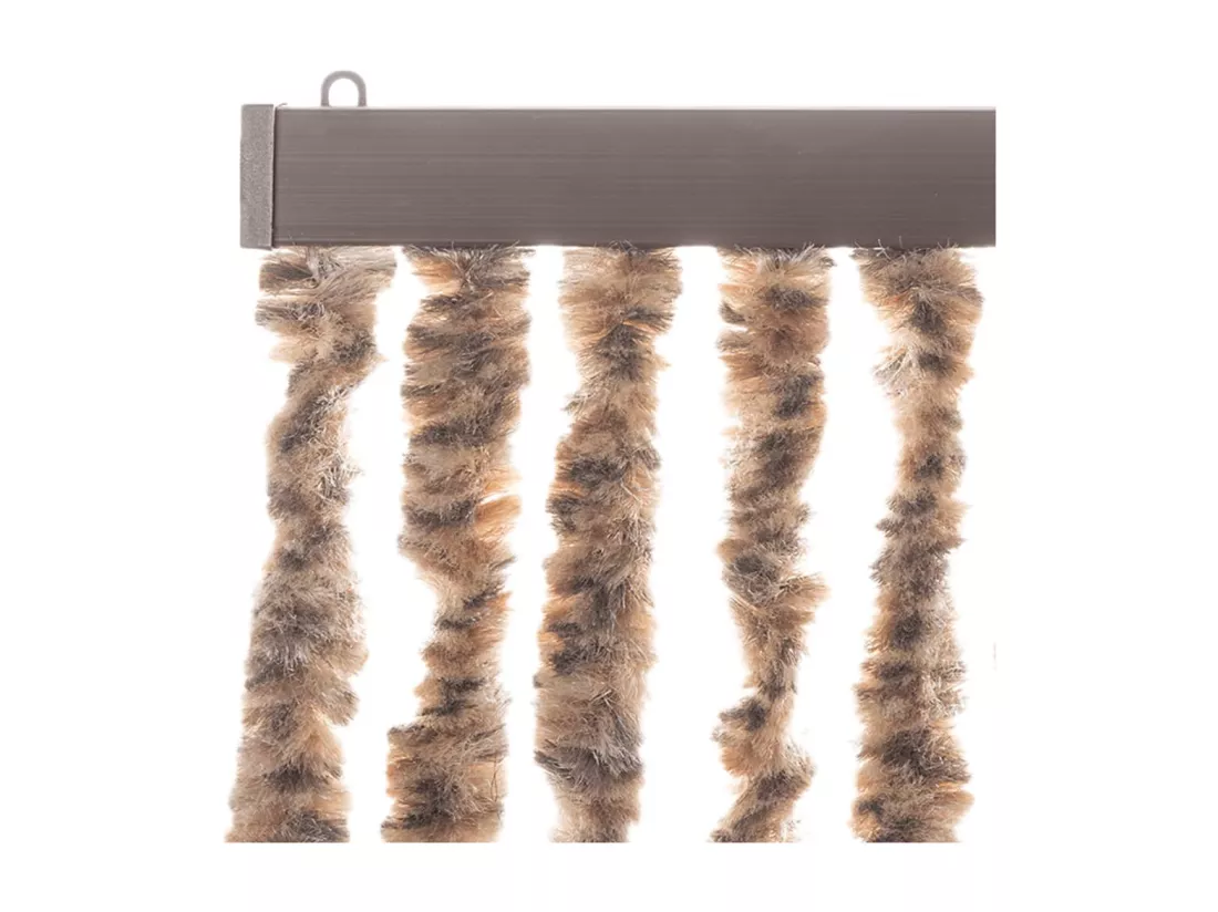 Rideau anti-mouches beige et marron foncé 90x220 cm chenille