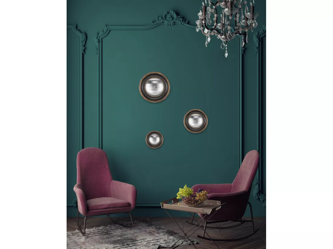 Lot de 3 miroirs ronds convexes noirs 16, 19, 23cm