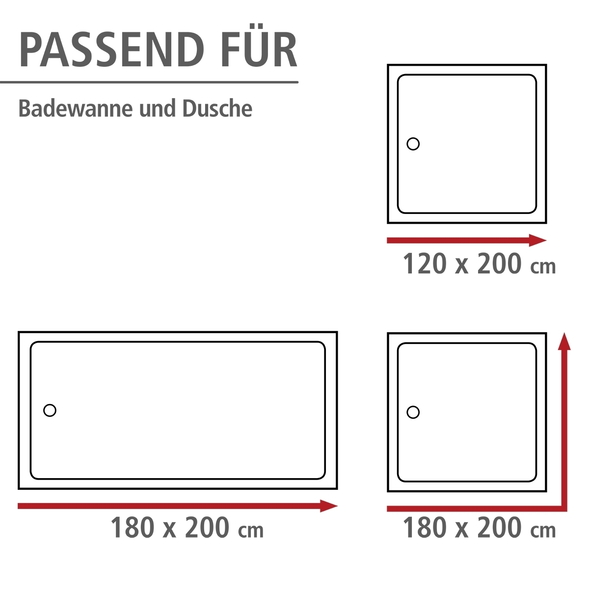 WENKODuschvorhang MR. DEER FLEX - weiß-schwarz - waschbar - 200x180 cm