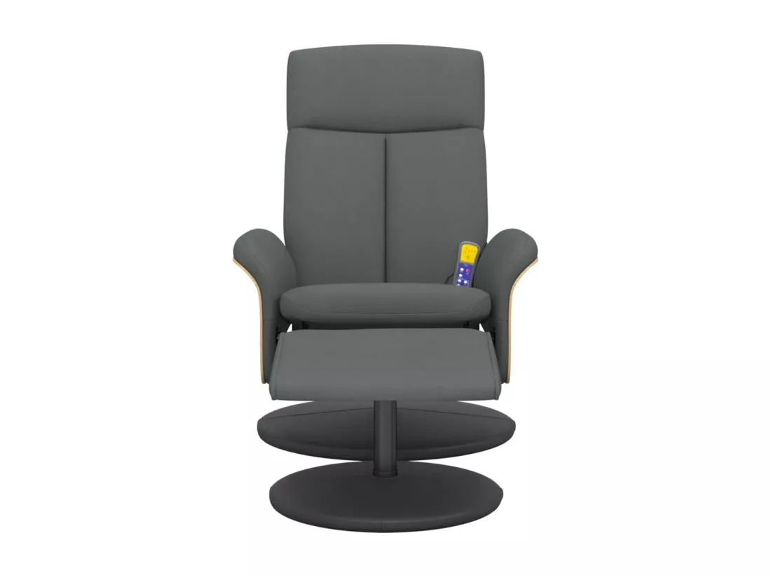 Fauteuil massant inclinable et repose-pieds gris foncé tissu