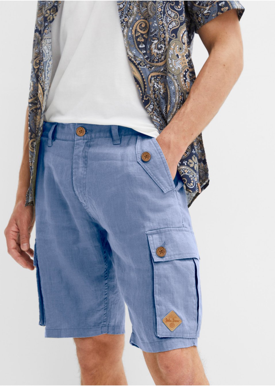 Bermuda cargo en lin, Loose Fit