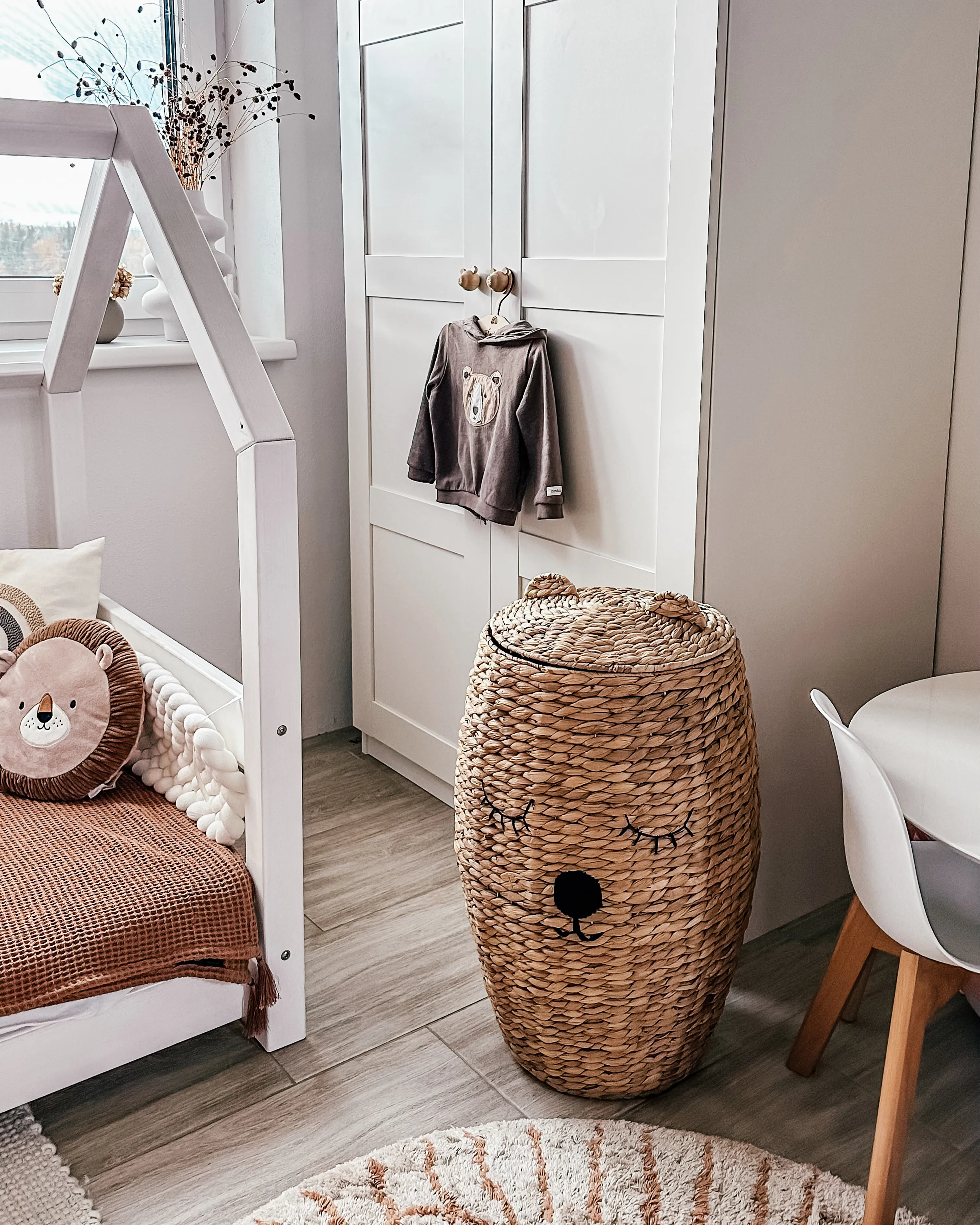Kindermand Teddybeer SAMBUR Wicker Natuurlijk